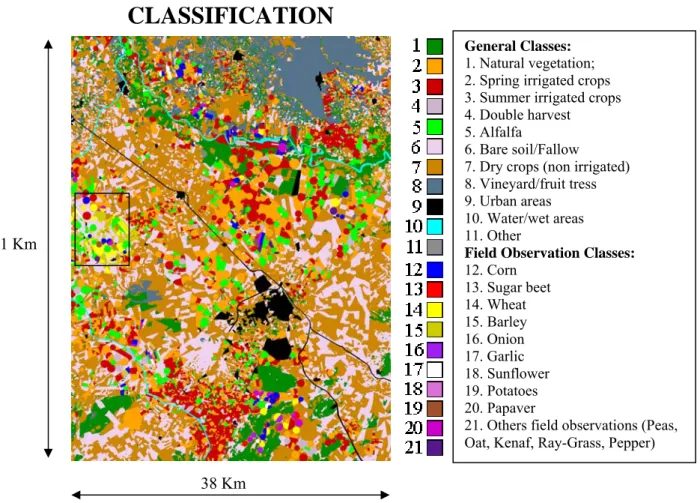 Figure 3.2. Land use map of the study area. Classes 12 to 21 are local refinements of classes 2 to 7