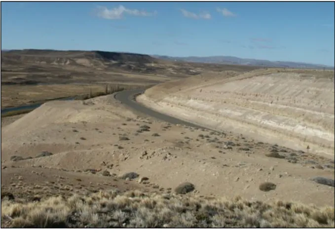 Figure 2.13. Formation Santa Cruz (au premier plan) affleurant dans la vallée du Río Senguerr.