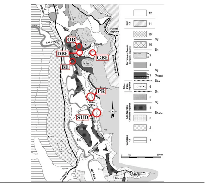 Figure 2.2. Carte géologique de la partie sud de la zone étudiée à l’Ouest du synclinal de Buil