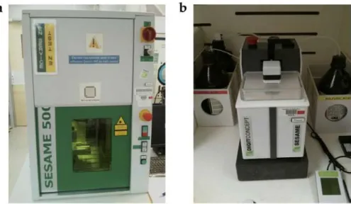 Figure 40: Equipment used for the decapsulation semiconductor devices. (a) IR laser decapsulation system