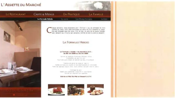 Figure 8 - Page  «  Carte  &amp;  Menus» du site du restaurant L'Assiette du Marché  ( http://www.assiettedumarche.com ) 