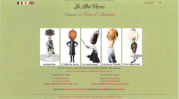 Figure 9 - Page d'accueil du site du restaurant Le Pré Verre  ( http://www.lepreverre.com  ) 