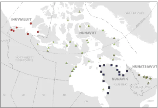 Figure 2.1: Communautés inuites du Canada(47)    