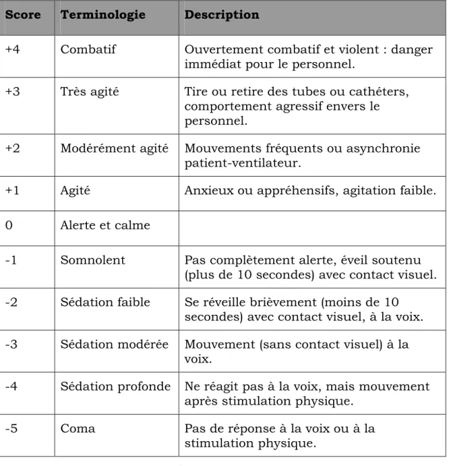 Tableau 2  Description des items de l’échelle de RASS 
