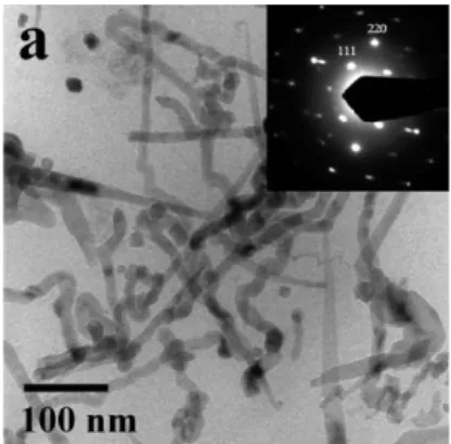 Figure 22 : Cliché de MET des filaments de germanium et figure de diffraction. 