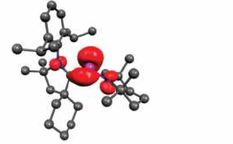 Figure  8.  Densité  de  spin  dans  le  radical  43  déterminée  à  l’aide  de  calculs  théoriques