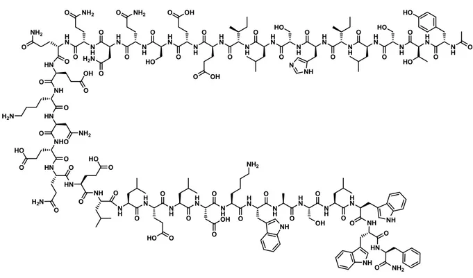 Figure I.31 Structure de l’Enfuvirtide, un inhibiteur de fusion du VIH 