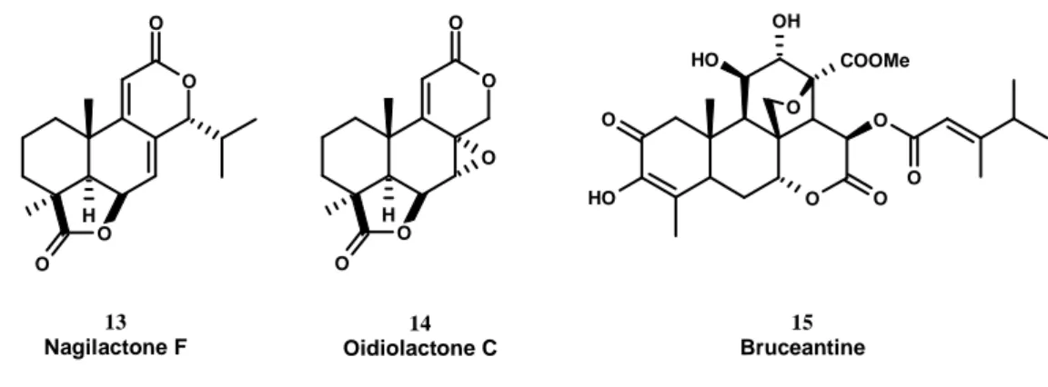 Figure 5 : Exemples de composés biologiquement actifs synthétisés à partir de l’acide communique 