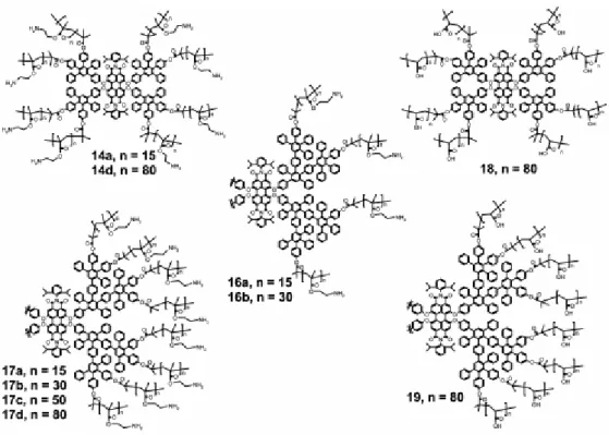 Figure 1-27 : Nouvelle famille de dendrimères complexes ayant un pérylène au cœur 63