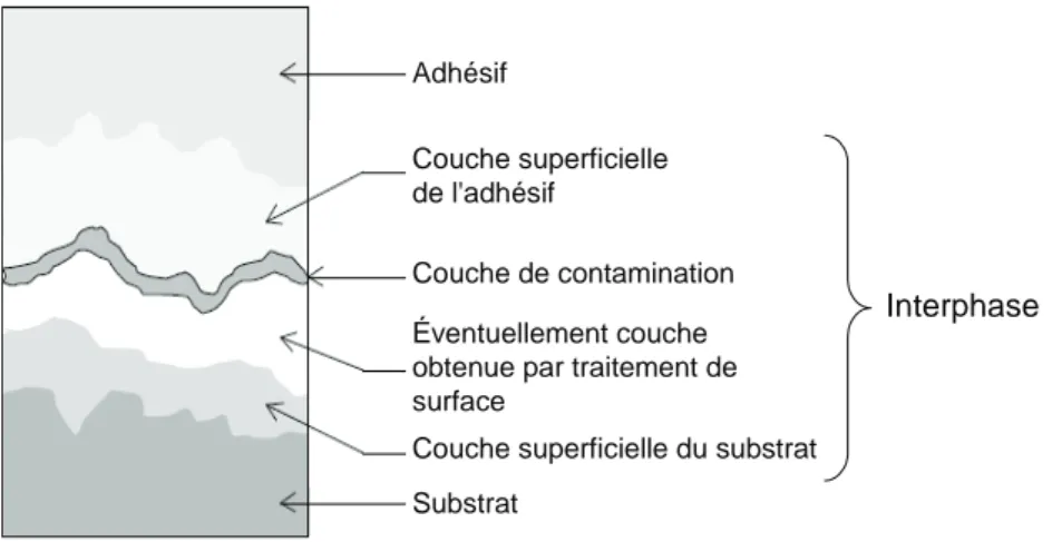 figure I-10. Couches de faible cohésion entre un adhésif et un substrat métallique 