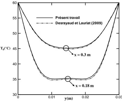 Figure 2.7: Evolution du profil de la température dans la phase gazeuse 