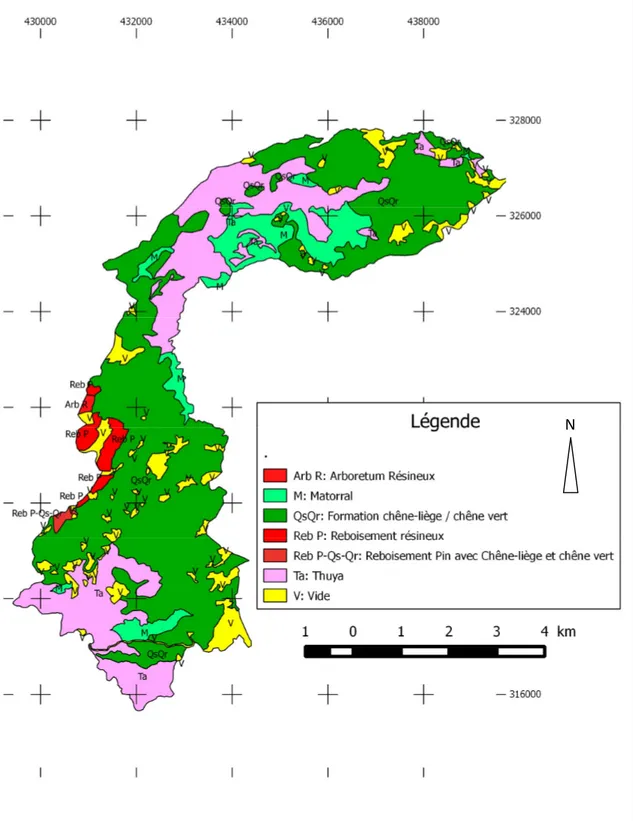 Figure 6 : Carte des formations végétales et occupation du sol du SIBE d’El Harcha 