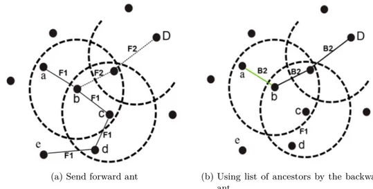 Figure 3.2: Forward and backward ant mechanism using the ancestor list