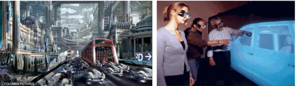 Figure 1. 4. Une Vision urbaine dans film « Total recall » et Des clients découvrant virtuellement leur 