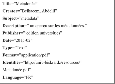 Figure 1.10: Exemple de Dublin Core 