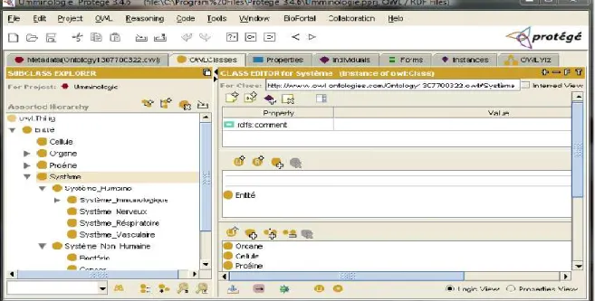 Figure 2.10: Interface graphique de Protégé 3.4.6 
