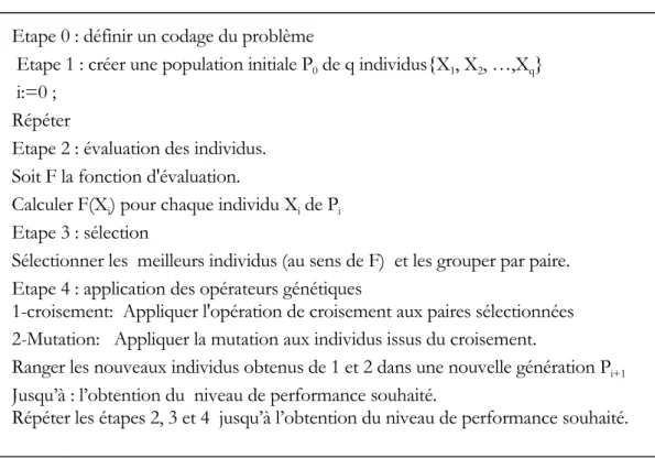 Figure 4.1 Algorithme évolutionniste  