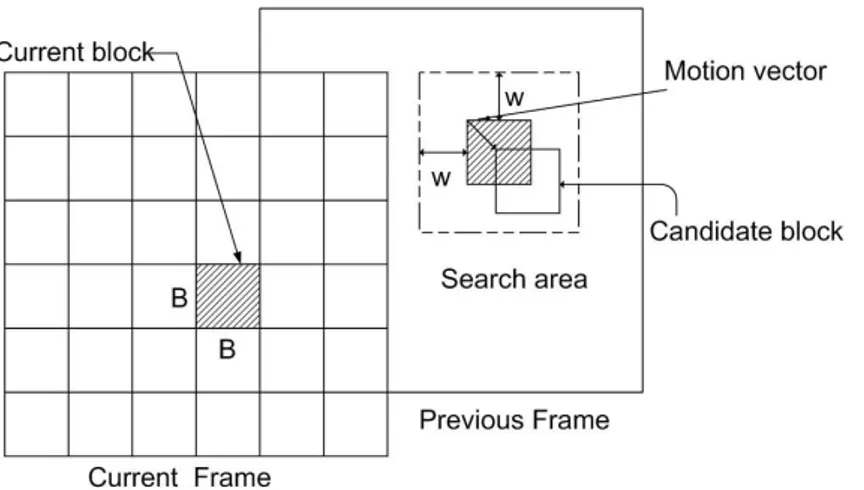 Figure 2.1: Search area in block matching algorithm.