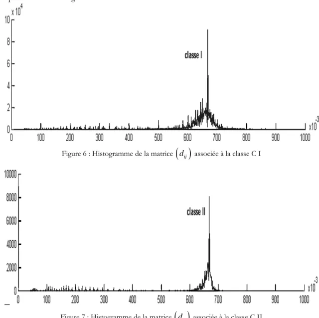 Figure 6 : Histogramme de la matrice  ( ) d ij  associée à la classe C I 