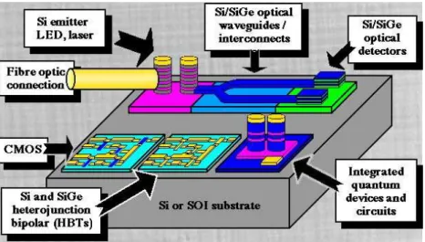 Figure 18 : Schéma général d’un projet d’intégration sur une seule puce d’un système  complet de télécommunication opto-microonde, system-on-chip, [27], [28]