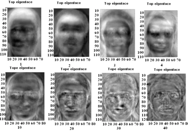 Figure 2.5: Some examples of the eigenfaces, sorted with respect to decreasing Eigen values