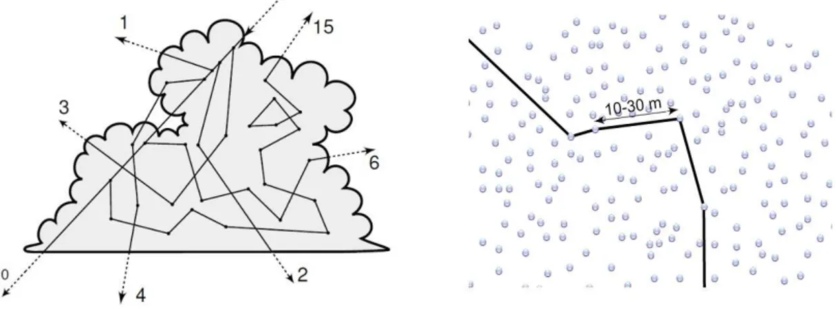 Figure 4.8 – Différents ordres de scattering dans un nuage. 