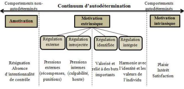 Figure 1.  Description du continuum d’autodétermination et des sous-types de motivation  associés
