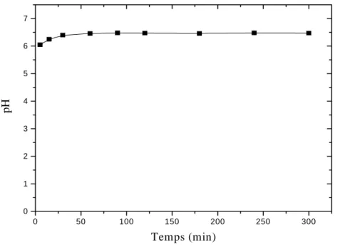 Figure III-8: variation du pH d’une solution de  la pyrophyllite en fonction du temps 