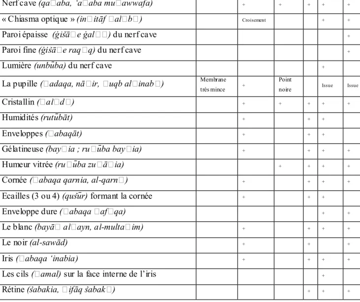 Tableau  (XX) bis:  légendes  anatomiques  de  l’œil  telles  quelles  furent  établies  dans  les  traités 