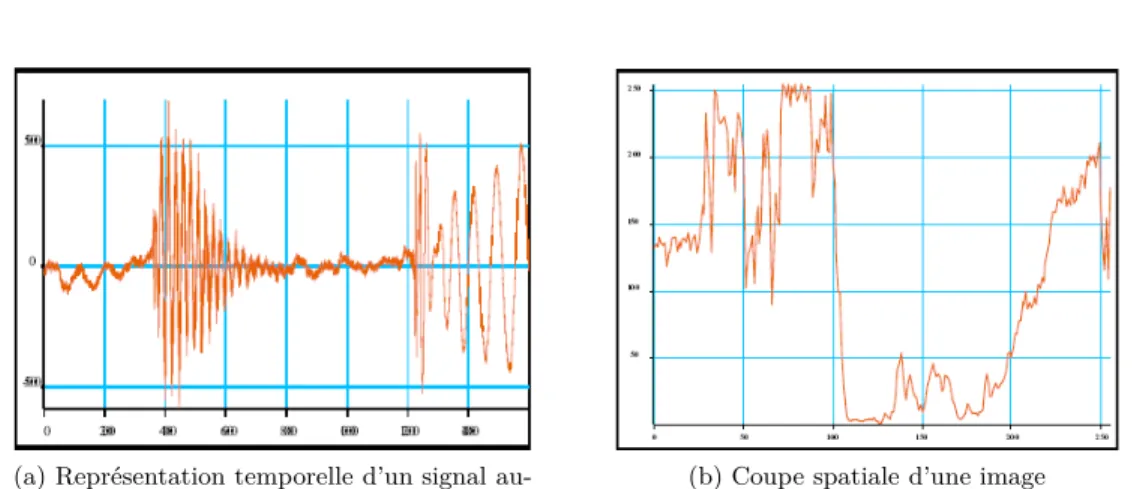 Figure 1.7 – Comparaison entre le signal audio et le signal image [94].