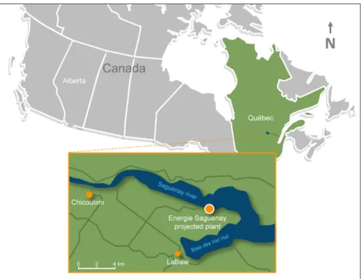 Figure 1. Location of the proposed site for the natural gas liquefaction complex of the project Énergie 