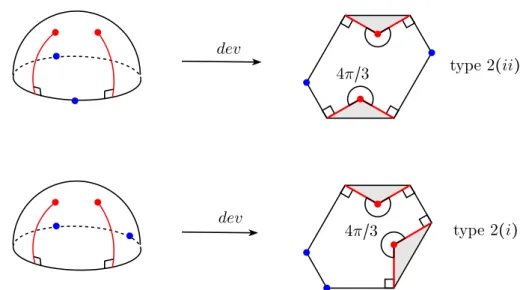 Figure 2.10 – Polygones de type 2(i) et 2(ii) obtenus en d´ eveloppant une m´ etrique de type 2.