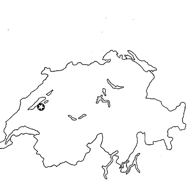Fig. 5 Situation géographique de la rive sud du lac de Neuchâtel par rapport  à la Suisse 