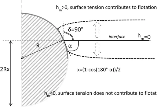 Figure 16: Minimum immersion of interest, determined by contact angle ©Csilla Kaszas 