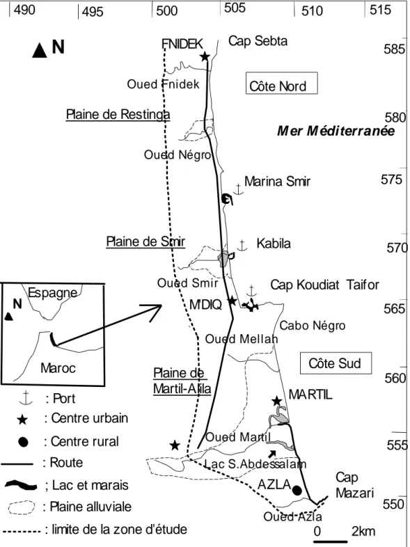 Figure I.13 : Situation de la zone d’étude: le littoral de Tétouan. 