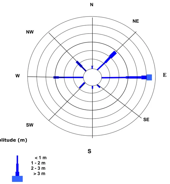 Figure I.21: Rose des houles significatives  au large du littoral de Tétouan  pour la période de 1996 à 2006