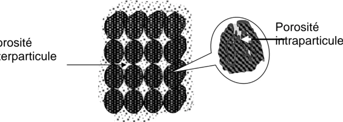 Figure I. 2 :  Porosité d’un assemblage de particule poreux 