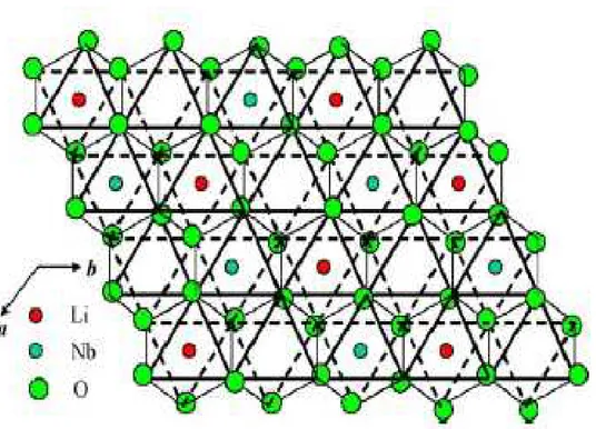 Figure I -3 -: Structure tridimensionnelle de LiMO 3  ( M = Nb ou Ta) 