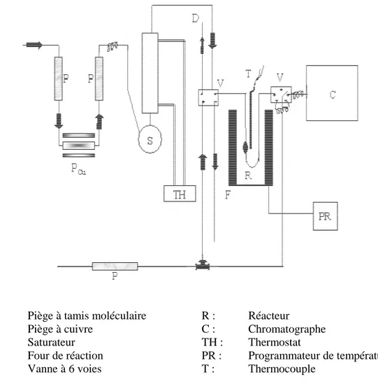 Figure 1 : Dispositif expérimental de l’étude de la réaction de décomposition du butanol-2 