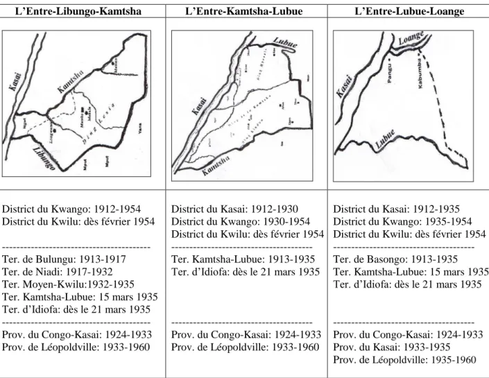 Tableau 1 : les appartenances administratives des sous-régions ding, 1908-1960 