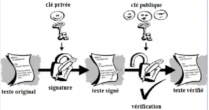 Fig. 9 : Signature numérique simple  2.3.9 Fonctions de hachage  