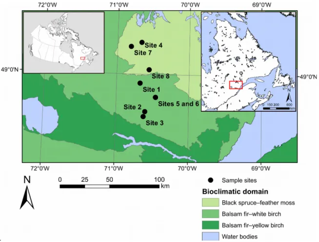 Figure 1  Location of the study sites on the study territory. The inset