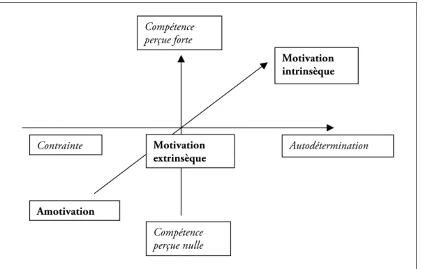 Figure 6 : Dimensions de la motivation (adapté de Deci, Koestner &amp; Ryan, 2001)