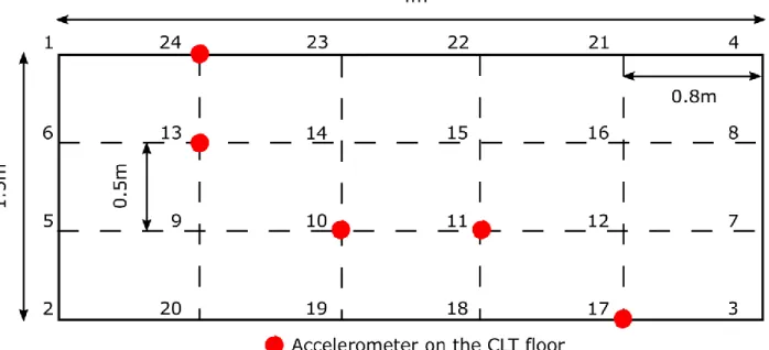 Figure 3.2: Mesh drawn on the surface of the CLT floor. 