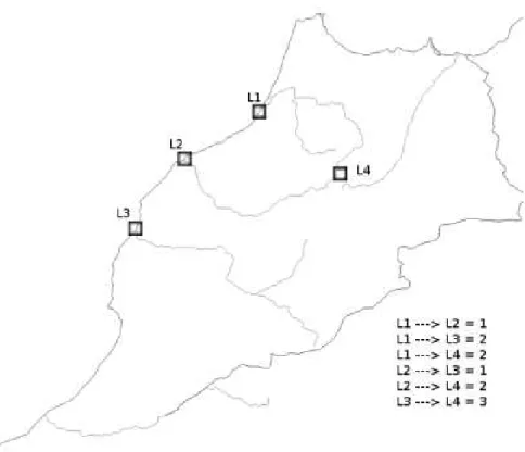 Fig. 2.2 – Distances inter-villes