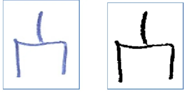 Figure  4-10 : Image du caractère yae ( o ) avant et après la binarisation  8.1.2. Lissage  