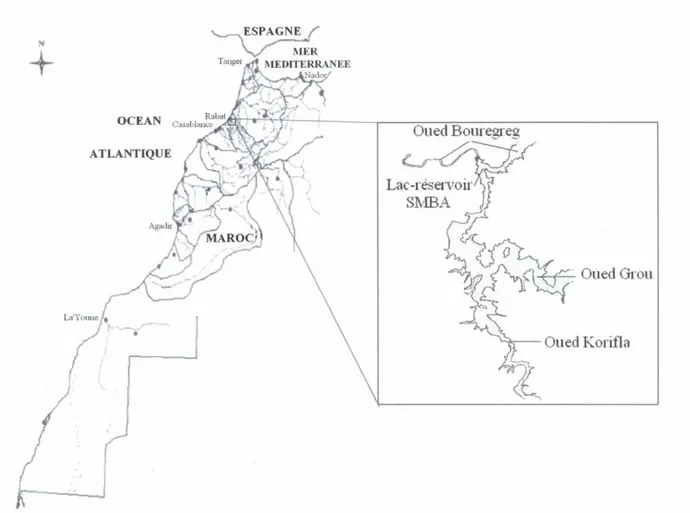 Figure 1 : Situation géographique de la retenue du barrage Sidi Mohammed Ben Abdellah