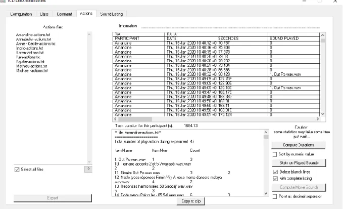 Illustration 6 : Capture d'écran TCL-LabX-BasicsStats, Tri Amandine