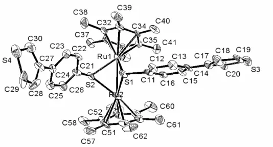 Figure 8 : Structure moléculaire du cation 3 (les atomes d’hydrogène sont omis par souci de  clarté)