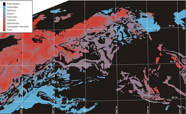 Figure 12. Image satellite Landsat avec la mise en valeur de certains contacts.